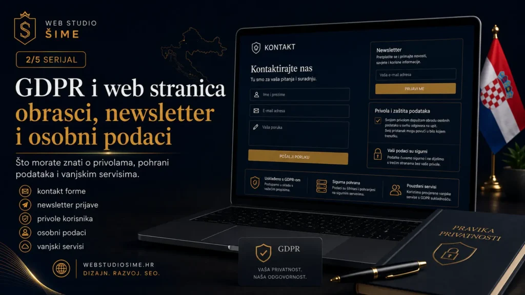 GDPR i web stranica obrasci newsletter osobni podaci i vanjski servisi