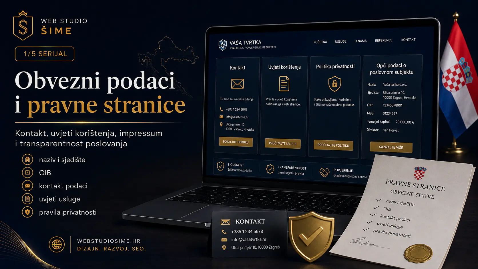 Obvezni podaci i pravne stranice poslovne web stranice u Hrvatskoj